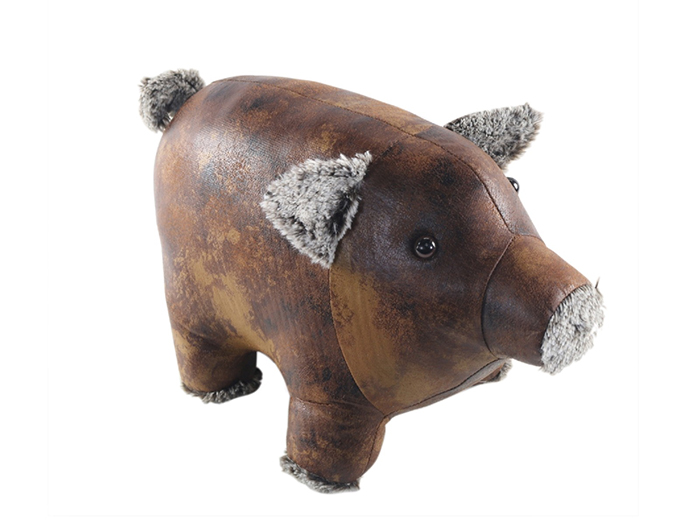 Faux Leather Pig Doorstop